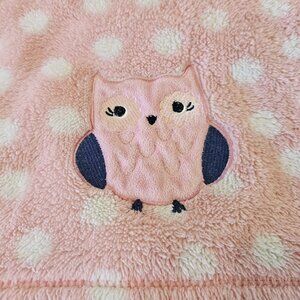 Baby Gear Pink‎ White Polka Dot Owl Plush Fleece Girl Blanket Pastel Soft 30x40